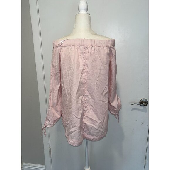 Free People Womens Off-Shoulder Blouse XS Light Pink Cotton Blend - Picture 3 of 8